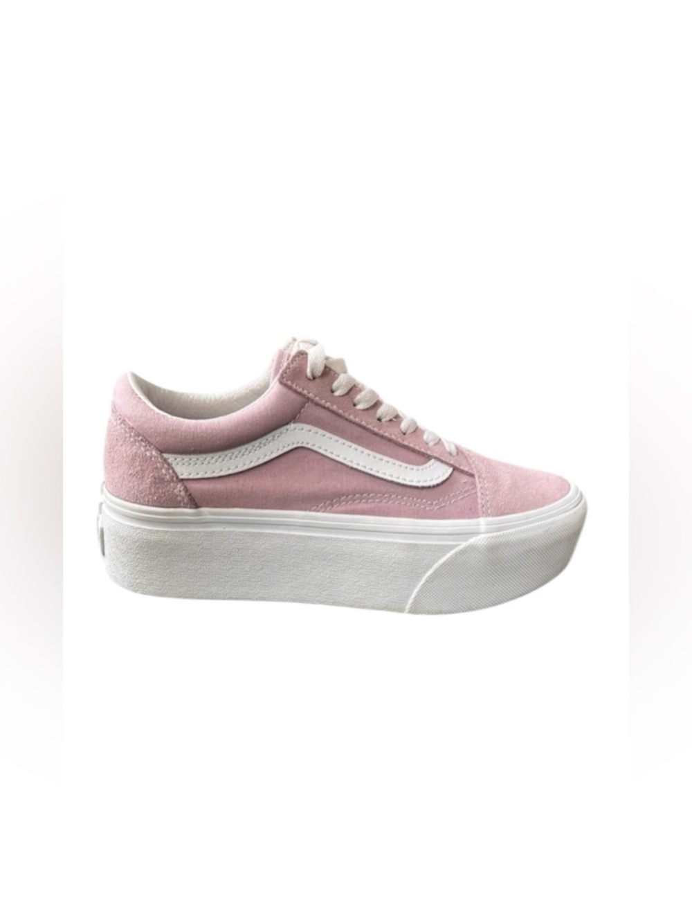Vans Old Skool Stackform Platform Sneakers Suede Lilac Pink, Women’s 5